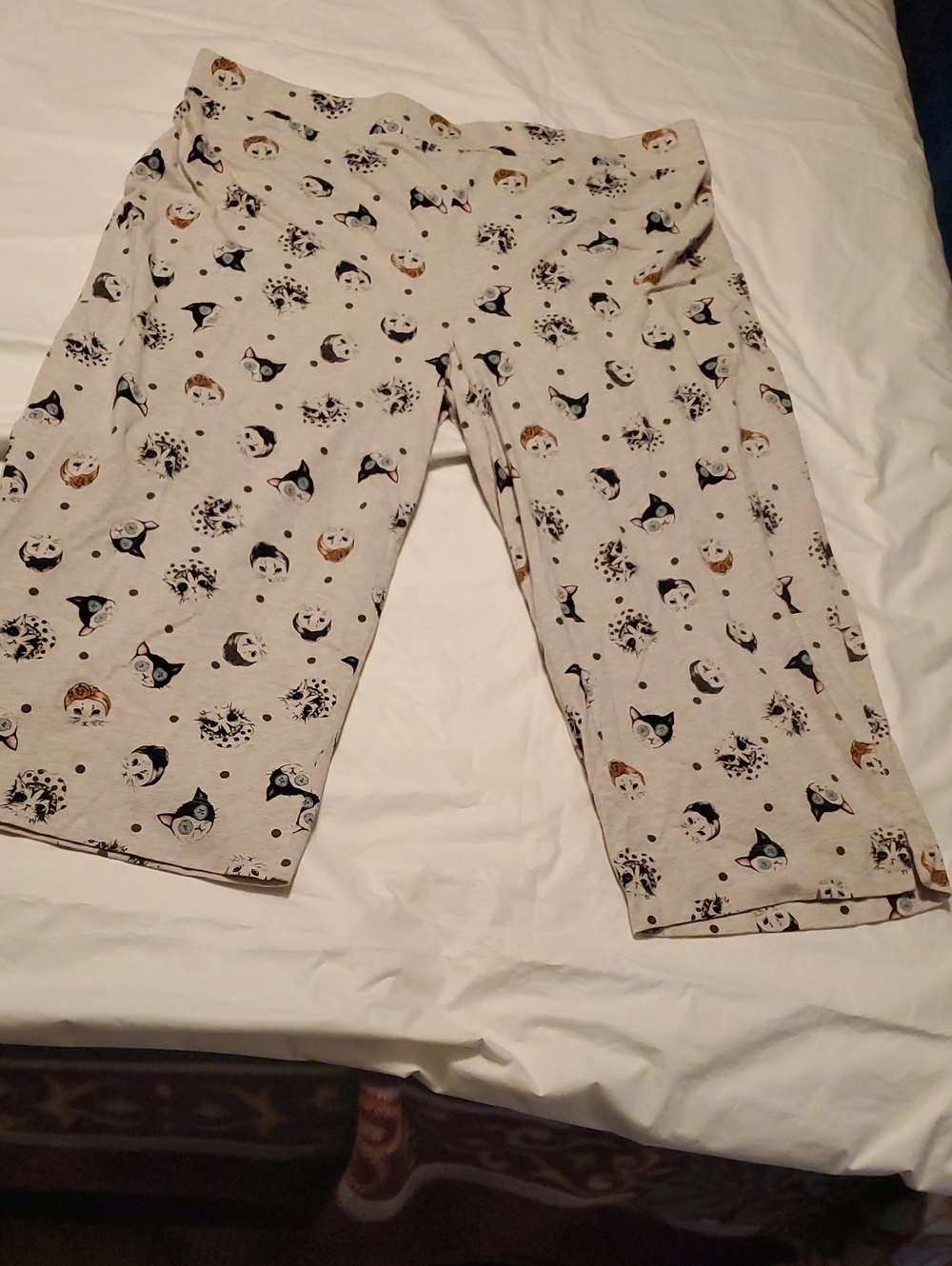 Deesse Women's Cute Cat Print Light Beige Capri Pajama Pants size 2x